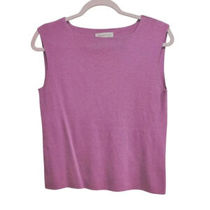 Coldwater Creek Sleeveless Ribbed Silk Sweater Top Vest Shell Lilac Raspberry M